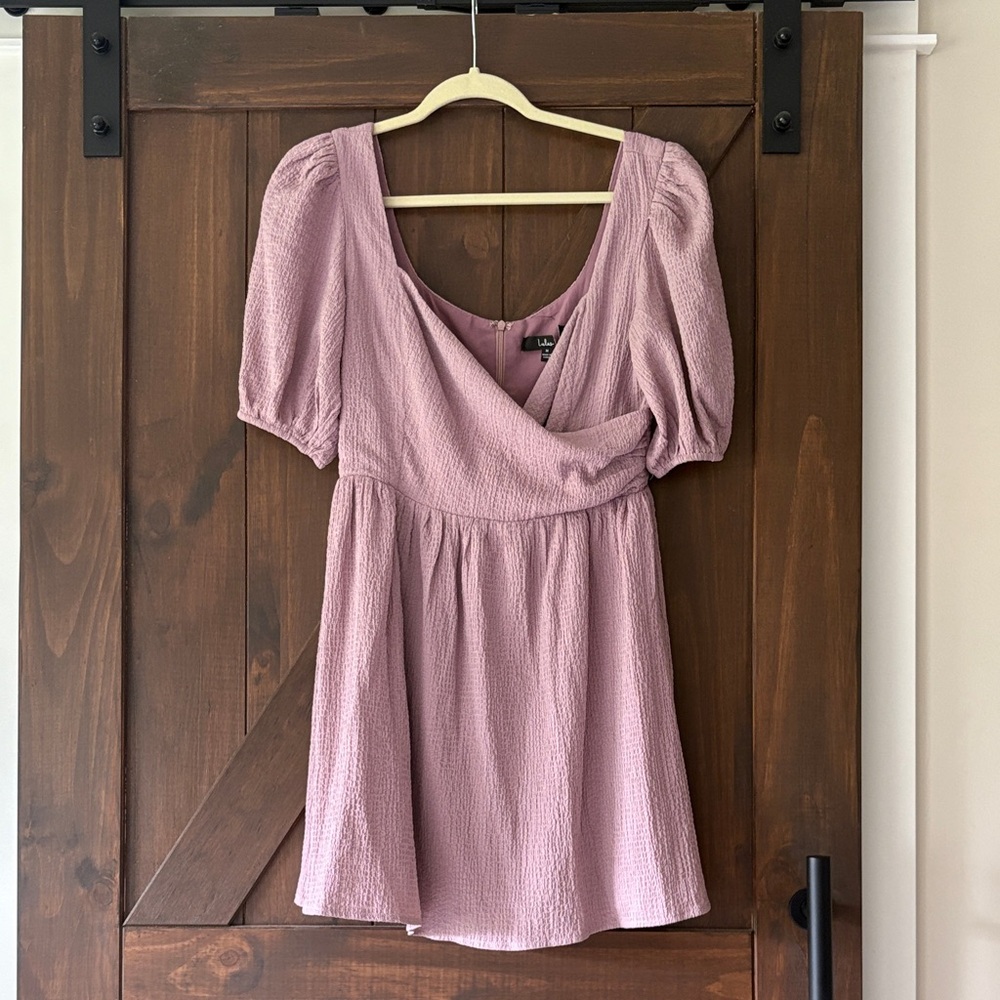 Lulu's Mauve Textured Puff Sleeve Dress (3/$20)